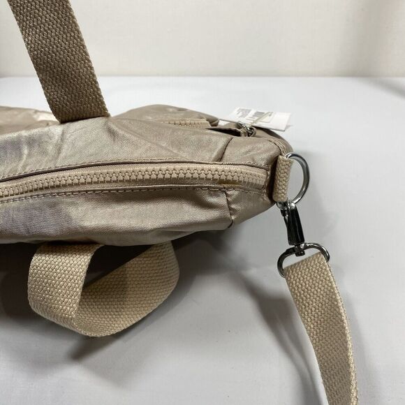 Kipling Cyrene Carry On Travel Bag Crossbody Double Handle Sparkly Gold With Tag - Picture 16 of 16